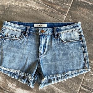 Denim frayed shorts NWOT